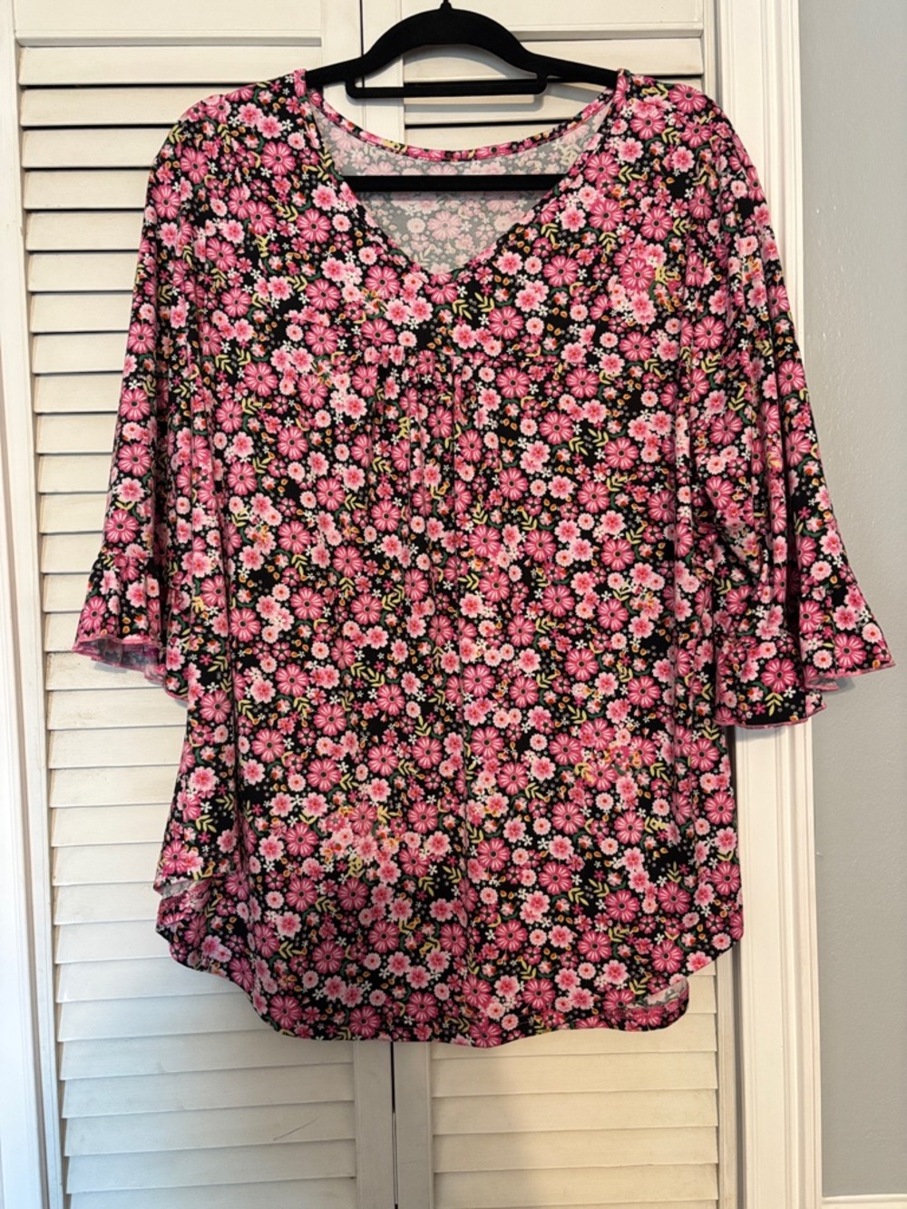 Floral V-Neck Pink Women's Top